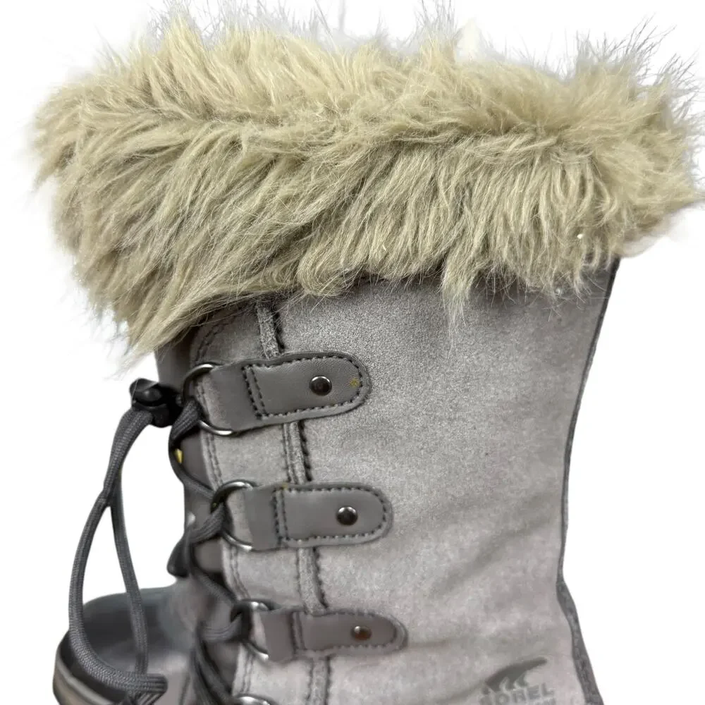 Sorel Joan of Artic Snow Boots Faux Fur Lace Up Winter Shoes Kids Youth sz 4